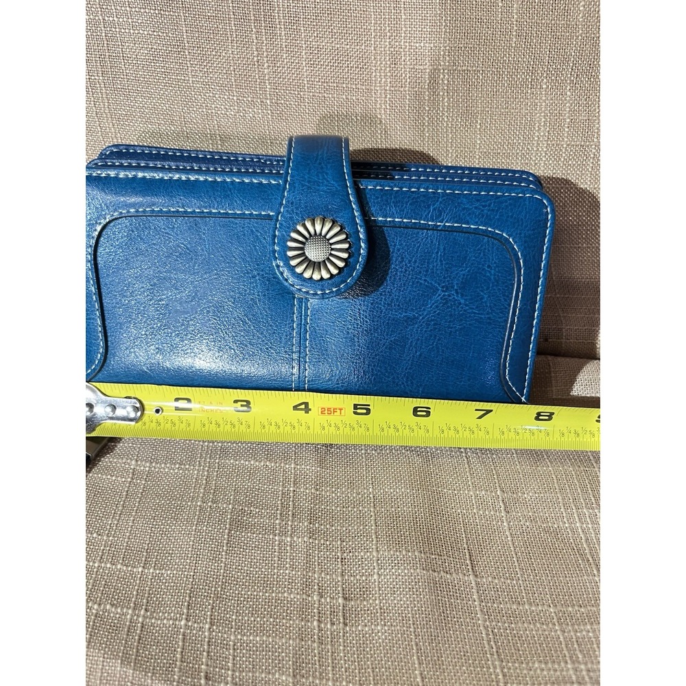 Insifeel Teal Blue Organizer Wallet Flower Snap Zip Around Wristlet 7.5x4.5 - Picture 14 of 14